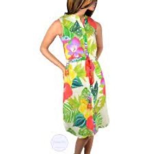 Allegra Masetti Floral Linen Shirt Dress BY5028, M